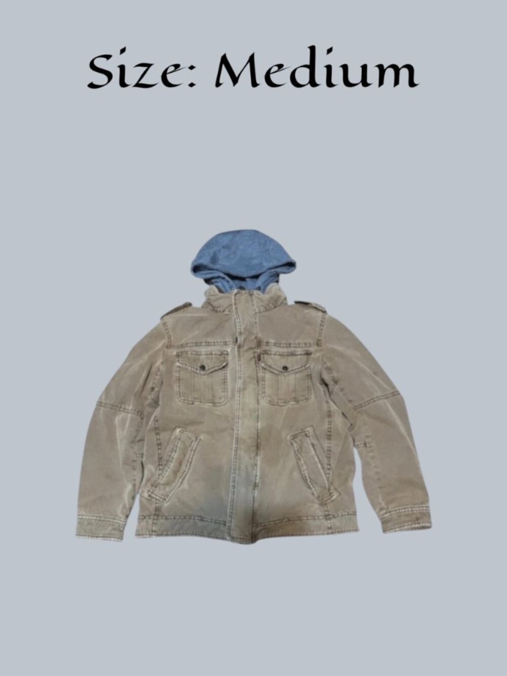 Levi’s Men Sherpa Lined Two Pocket Hooded Tan Wash Trucker Jacket